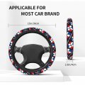Vintage Dominican Republic Flag Steering Wheel Cover Protector Elastic Neoprene Car Wrap Accessories Vehicle Auto Trucker