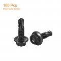Uxcell 12 X 3 4 Hex Washer Head Self Drilling Screws 100pcs 410 Stainless Steel Sheet Metal Tapping For Wood Black