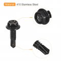 Uxcell 12 X 3 4 Hex Washer Head Self Drilling Screws 100pcs 410 Stainless Steel Sheet Metal Tapping For Wood Black