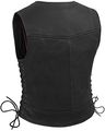 True Element Womens Fitted Side Laced Leather Motorcycle Vest With Zip Front Closure Black X-large 