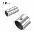 Uxcell Rail Pipe Fitting 2-way 40mm Length 202 Stainless Steel Straight Connector Brushed For 25mm 1 Od Handrail Railing 2 Pcs