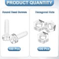 100 Sets Clear Acrylic Screws And Nuts Kit M4 X 12mm Pc Transparent Round Head Phillips Bolts With Hex For Machine Electronic