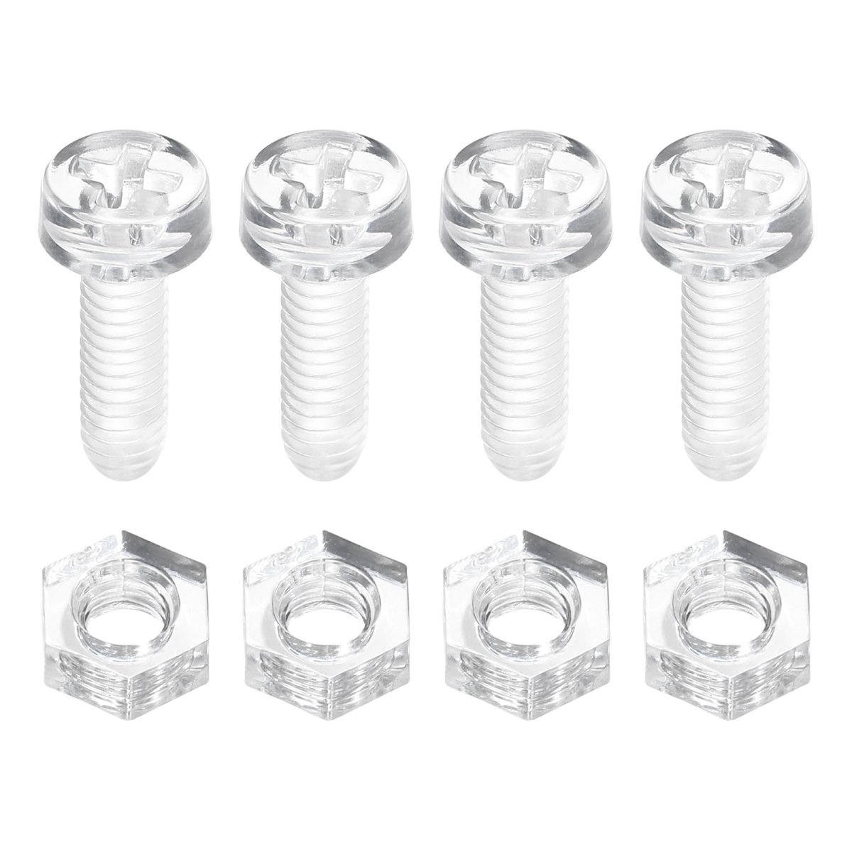 100 Sets Clear Acrylic Screws And Nuts Kit M4 X 12mm Pc Transparent Round Head Phillips Bolts With Hex For Machine Electronic