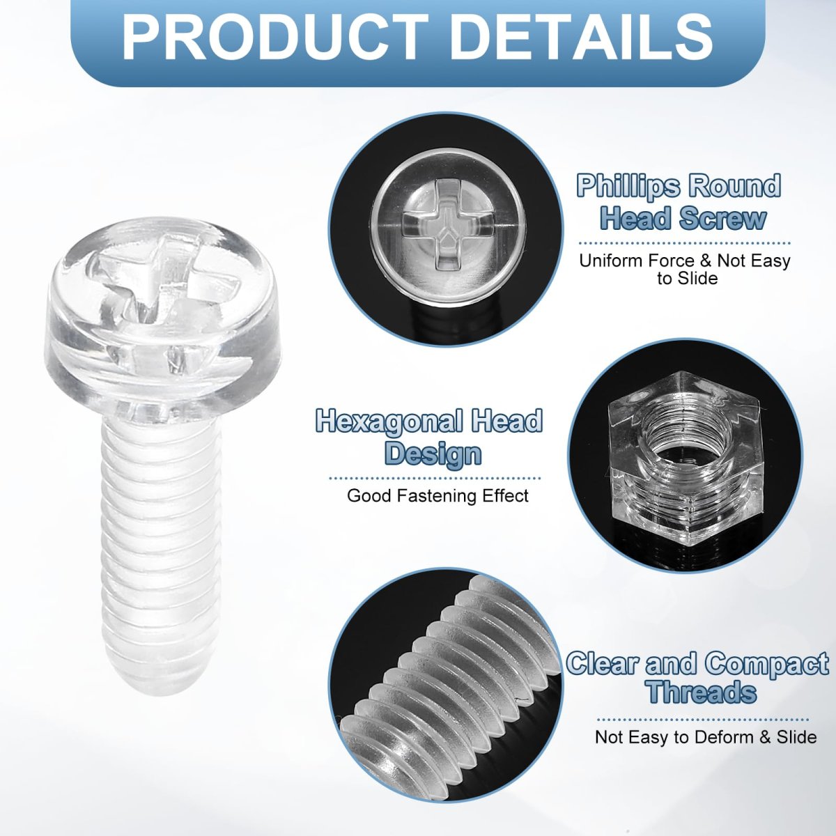 100 Sets Clear Acrylic Screws And Nuts Kit M4 X 12mm Pc Transparent Round Head Phillips Bolts With Hex For Machine Electronic