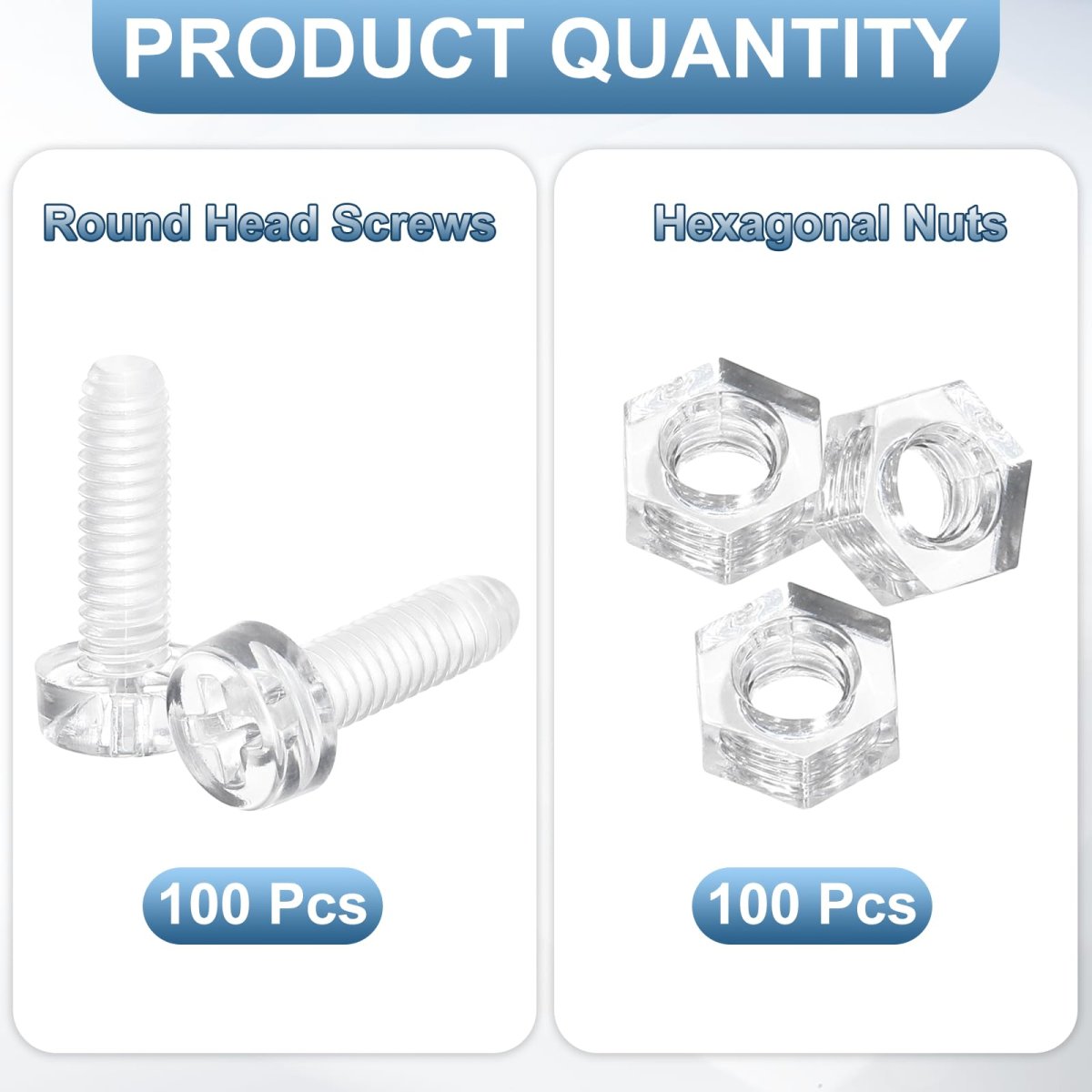 100 Sets Clear Acrylic Screws And Nuts Kit M4 X 12mm Pc Transparent Round Head Phillips Bolts With Hex For Machine Electronic