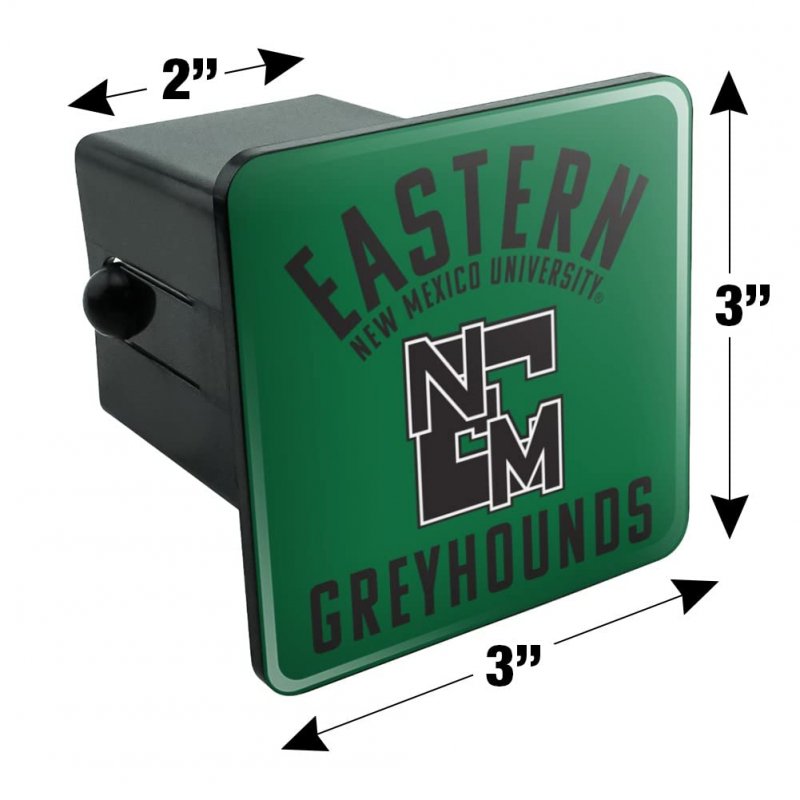 Eastern New Mexico University Greyhounds Logo Tow Trailer Hitch Cover Plug Insert Fits 2 Receiver Durable Abs Plastic 3 X In