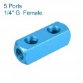 Uxcell G1 4 Thraed 5 Ports 2 Way Manifold Block Splitter Quick Connect Air Hose Inline Coupler Air Compressor