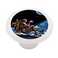 Celestial Fairy Ceramic Drawer Knob High Gloss White Cabinet Pull For Dressers And Closets 1 5 In Diameter Hardware Included 