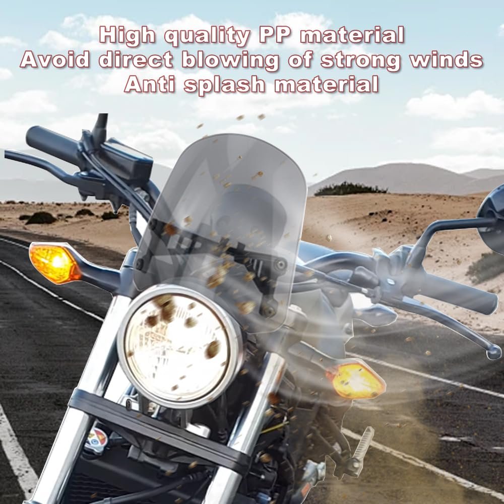 Smoke Windscreen For Cmx 500 Rebel 2017 2025 And 300 2024 No Drill Polycarbonate Motorcycle Wind Deflector With Steel Brackets