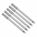 Uxcell 5 Pcs 5mm Slotted Tip Magnetic Flat Head Screwdriver Bits 1 4 Inch Hex Shank 4-inch Length S2 Power Tool