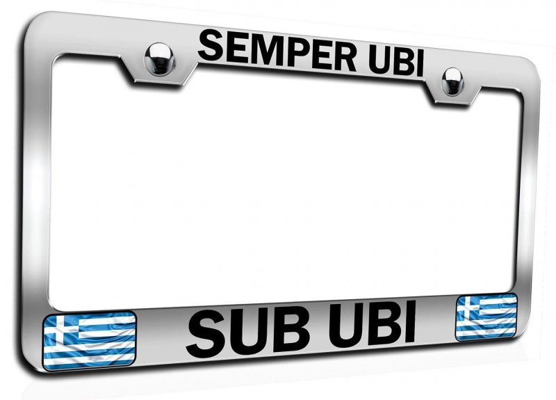 Semper Ubi Sub Chrome Metal License Plate Frame Tag Holder E12