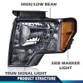 Headlight Assembly For 2009 2010 2011 2012 2013 2014 Ford F150 Smoky Lens Clear Housing Amber Reflector Headlamp Front Light