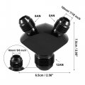X Autohaux Aluminum Alloy Y Shape Block Fitting Adapter Fuel 12an To An8 Male Thread Black