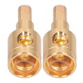 2 Pcs Audio Cable Reducer 0ga Wire Terminal Connector Pure Copper Gold Plated For Car Amplifier Modification