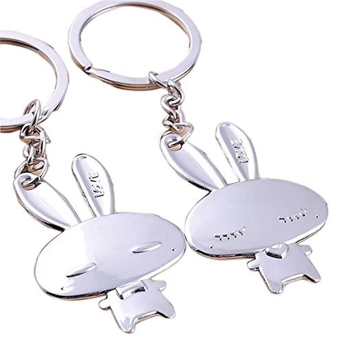 One Pair Couple Key Chain Love Rabbit Bunny Alloychains Ring Ideal Gift For Lovers