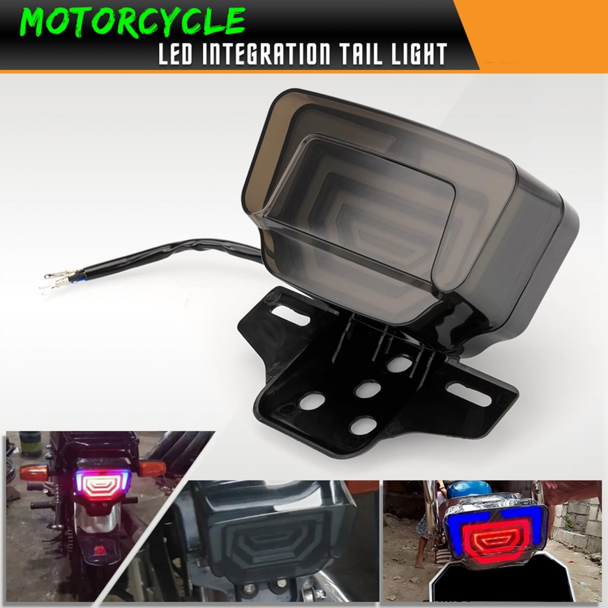Mulcort Motorcycle Tail Light Integrated Strobe Brake Lights With Dynamic Scanning Breathing Function Replacement For Honda