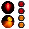 Ocpty 9led Side Marker Light 2pcs 2a Red Amber Round Trailer Lamp Stop Turn Tail W Rubber Grommet Fit For Boats Truck Pickups