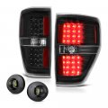 Black Housing Led Tail Light Full-led License Plate Lamp Assembly Replacement Bundle For 2009-2014 Ford F150 Pickup Truck