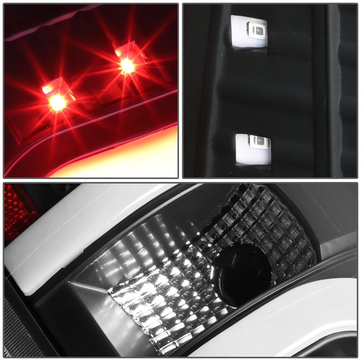 Auto Dynasty Led Tail Light For 2009-2014 Ford F150 Driver And Passenger Side Dual C-tube Brake Lamps Replacement Black Housing