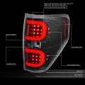 Auto Dynasty Led Tail Light For 2009-2014 Ford F150 Driver And Passenger Side Dual C-tube Brake Lamps Replacement Black Housing