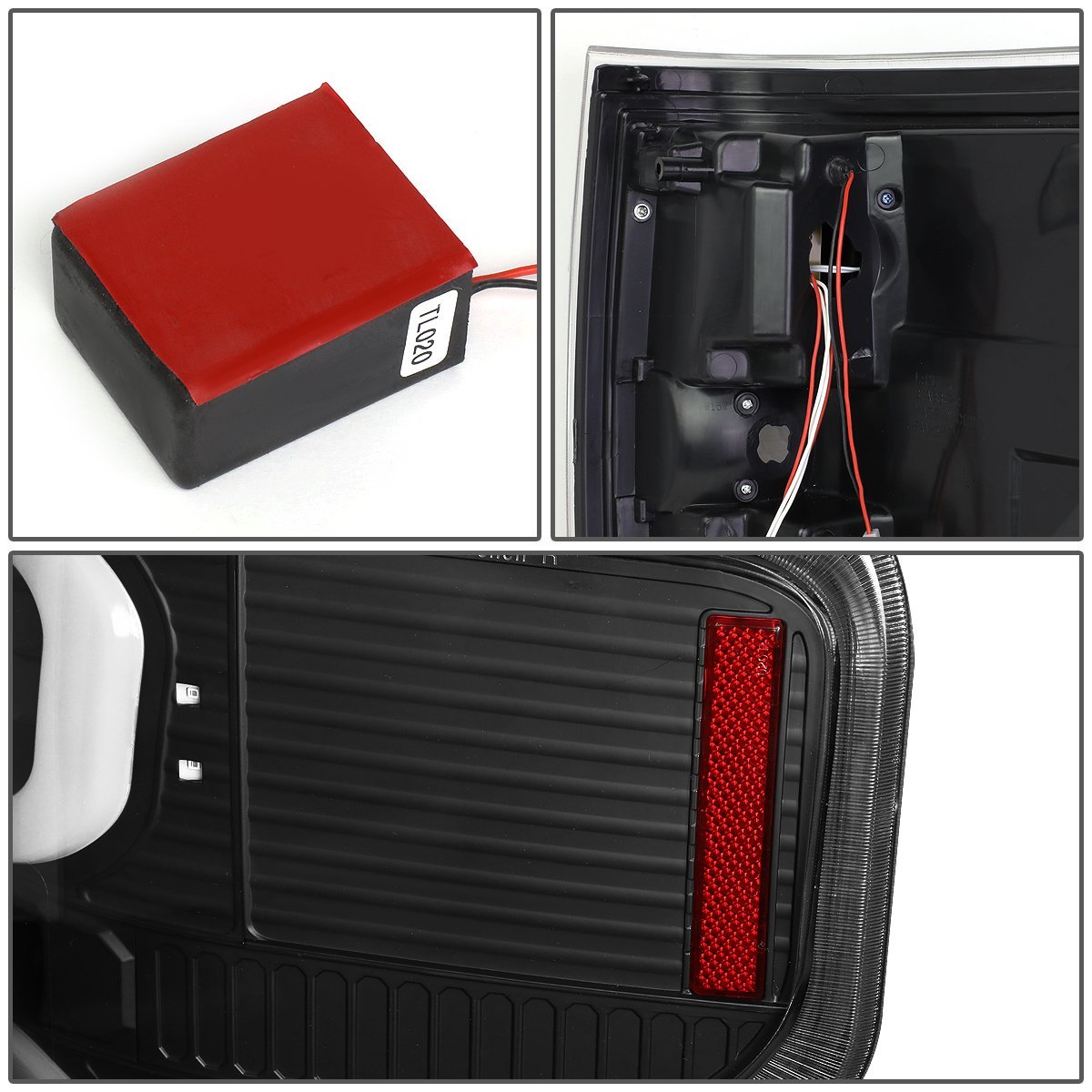 Auto Dynasty Led Tail Light For 2009-2014 Ford F150 Driver And Passenger Side Dual C-tube Brake Lamps Replacement Black Housing