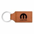 Ipick Image Compatible With Mopar Rectangular Brown Leatherette Key Chain