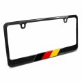Real Black Carbon Fiber German Flag In Sports Stripe License Plate Frame 