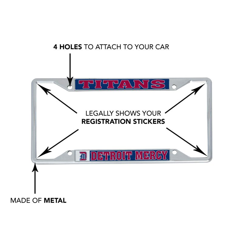 University Of Detroit Mercy Udm Titans Metal License Plate Frame Officially Licensed Mascot Design For Cars Universal Fit