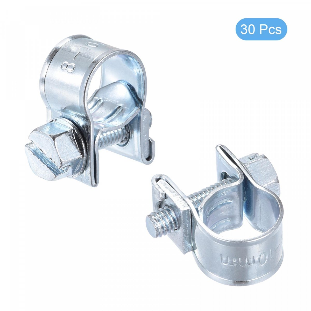 8-10mm Mini Fuel Injection Hose Clamp Zinc Plated Steel Line 30pcs