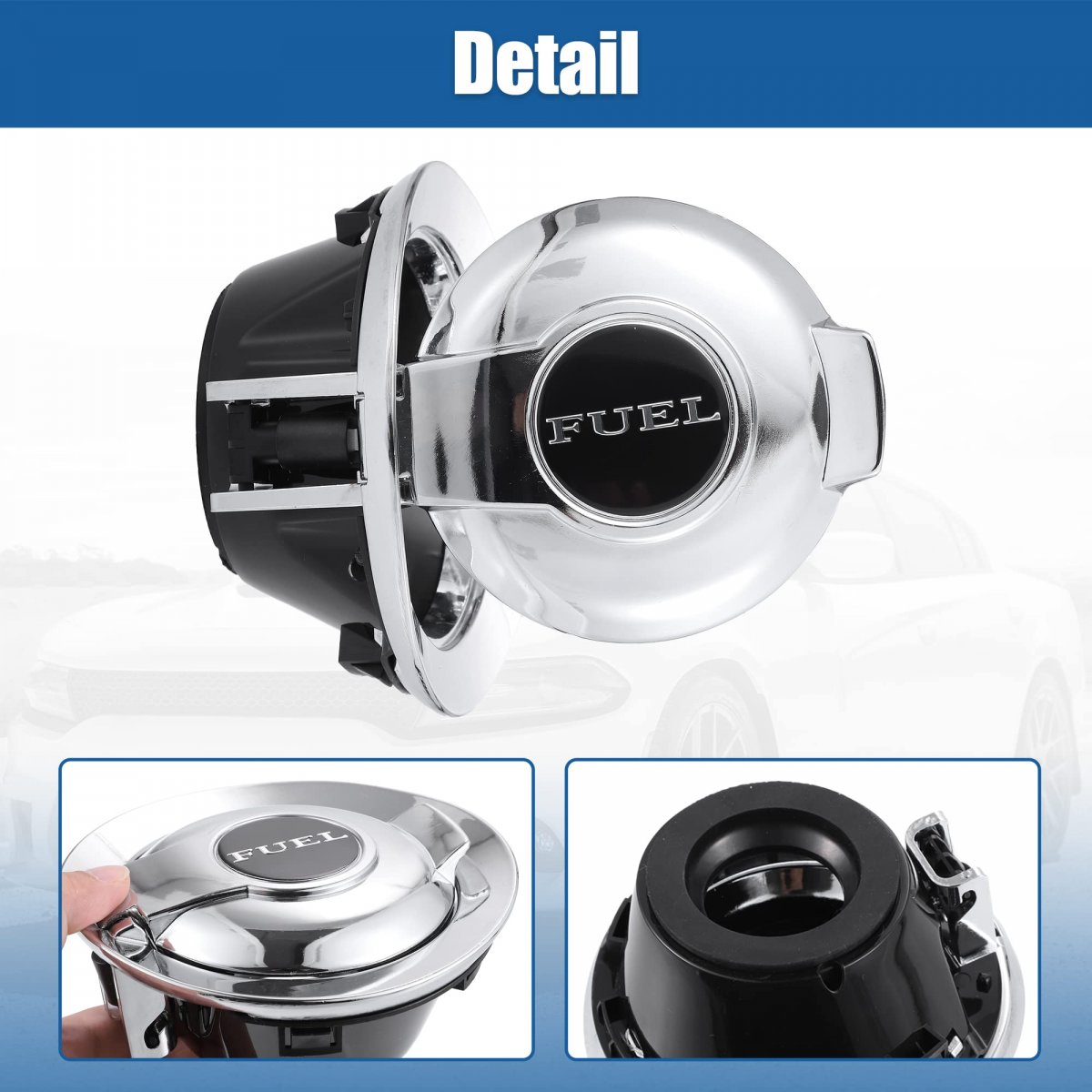 Fuel Tank Filler Door Cover Gas Cap Vapor Edition 68250120aa For Dodge Challenger 2008 2022 Silver Tone Chrome Metal 5 91 In