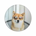 Shiba Inu Dog With Sunglasses Keychain Double Sided Stainless Steel 3d Resin Encased Round Key Ring 1 25 In Diameter 