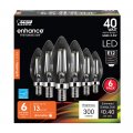 Feit Electric 40-watt Equivalent B10 Led Light Bulb Dimmable Enhance Glass Candelabra Filament 300 Lumens 13 Yrs Lifetime 2700k