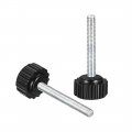 M4 X 30mm Metric Male Thread Knurled Clamping Knobs Grip Thumb Screw On Type Hand Handle Bolt With Plastic Black 12 Pcs 