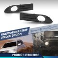 Front Bumper Fog Light Cover For Volvo S40 V50 S50 2008 2009 2010 2011 2012 2 Piece Black Set Replaces 30744919 30744920