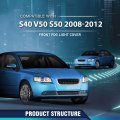 Front Bumper Fog Light Cover For Volvo S40 V50 S50 2008 2009 2010 2011 2012 2 Piece Black Set Replaces 30744919 30744920