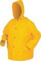 Mcr Safety 240jxl Classic Plus Pvc Polyester Corduroy Collar Jacket With Detachable Hood And Cape Vented Back Yellow X-large 