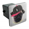 Tough Pug Puppy Dog In Cap Hat Tow Trailer Hitch Cover Plug Insert