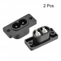 Uxcell C8 Panel Mount Plug Adapter Ac 250v 10a Pins Iec Inlet Module Power Connector Socket Straight With 2 Wire 2pcs