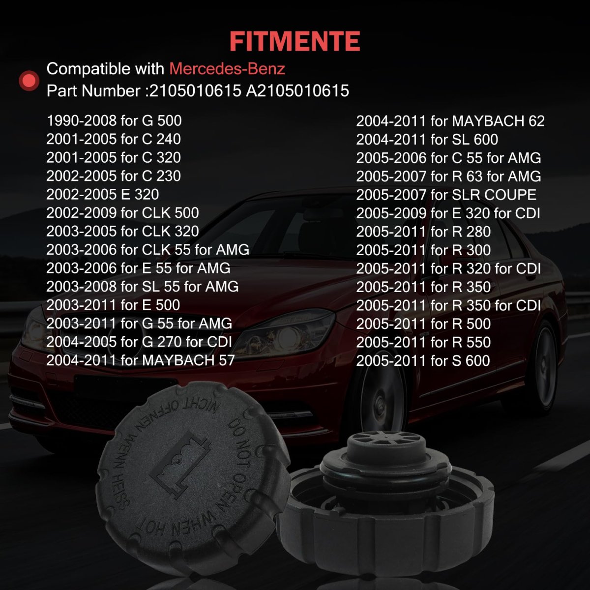 Radiator Cap For Mercedes Benz 2012 2014 Cl550 Replaces Part Number 2105010615 A2105010615 8495 68 2 Pack