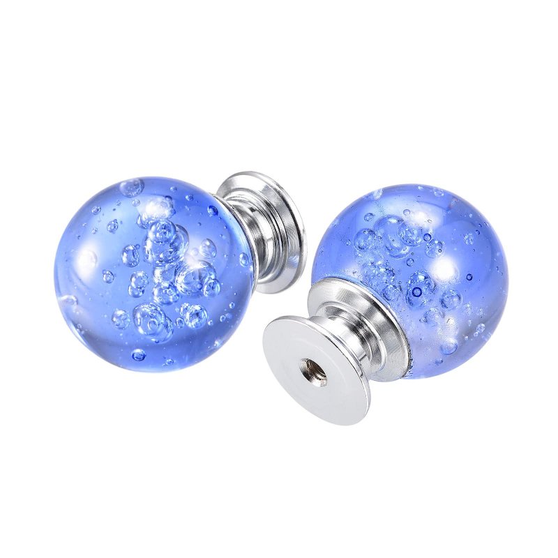 30mm Dia Drawer Knobs 4pcs Crystal Wardrobe Door Pull Handles Light Blue