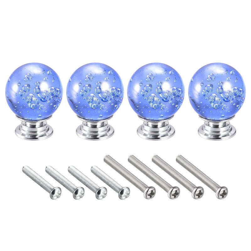 30mm Dia Drawer Knobs 4pcs Crystal Wardrobe Door Pull Handles Light Blue