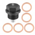 X Autohaux 1 Set M18x1 5 Oil Drain Plug Magnetic Aluminum Sump Nut Bolt With Washer For Car Motorcycle Black