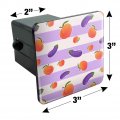 Cute Peaches And Eggplants On Stripes Pattern Tow Trailer Hitch Cover Plug Insert