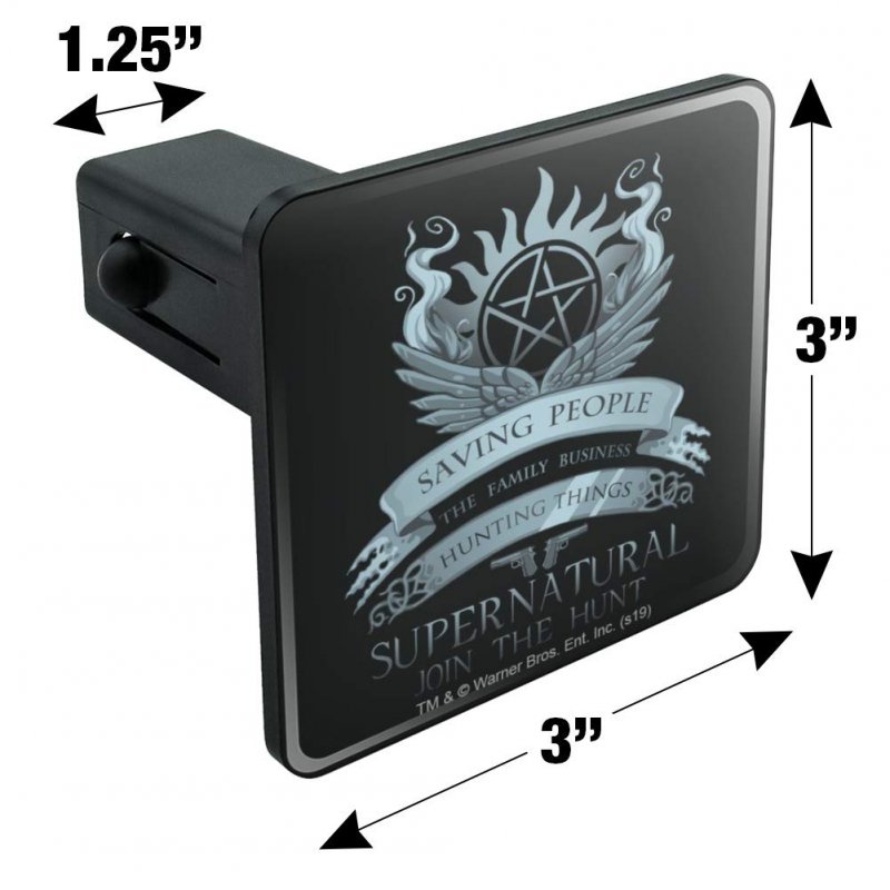 Supernatural Saving People Hunting Things Tow Trailer Hitch Cover Plug For 1 25 In Receivers Durable Abs Plastic With Uv