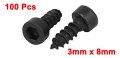 Uxcell 3mm X 8mm Carbon Steel Hex Head Self Tapping Screws Bolt Black 100 Pcs