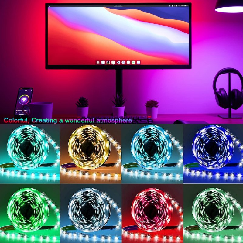 Tv Backlight Led Lights For And Monitor 45 To 85 In 16 41 Ft Usb Rgb Strip Kit 150 Leds Music Sync Color Changing With App