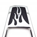 Httmt Mt146-f-cd Chrome Flame Backrest Sissy Bar With Leather Pad Compatible 1995-2003 H-d Sportster 883 Xl883 1200 Xl1200