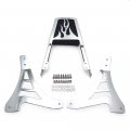 Httmt Mt146-f-cd Chrome Flame Backrest Sissy Bar With Leather Pad Compatible 1995-2003 H-d Sportster 883 Xl883 1200 Xl1200
