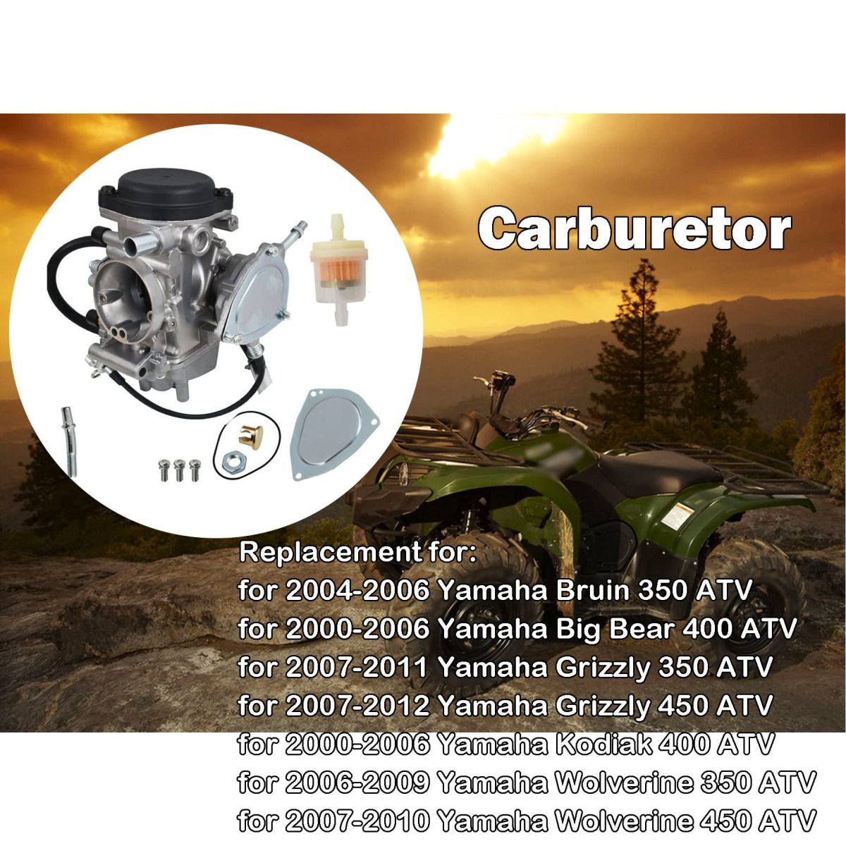 Carburetor Replacement For Big Bear 400 Wolverine 350 450 Kodiak Grizzly And Bruin 250 Atv With Housing