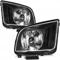 Headlight Assembly Pair Replacement For 2005-2009d For Mustang Black Housing Clear Lens Bulbs Not Included
